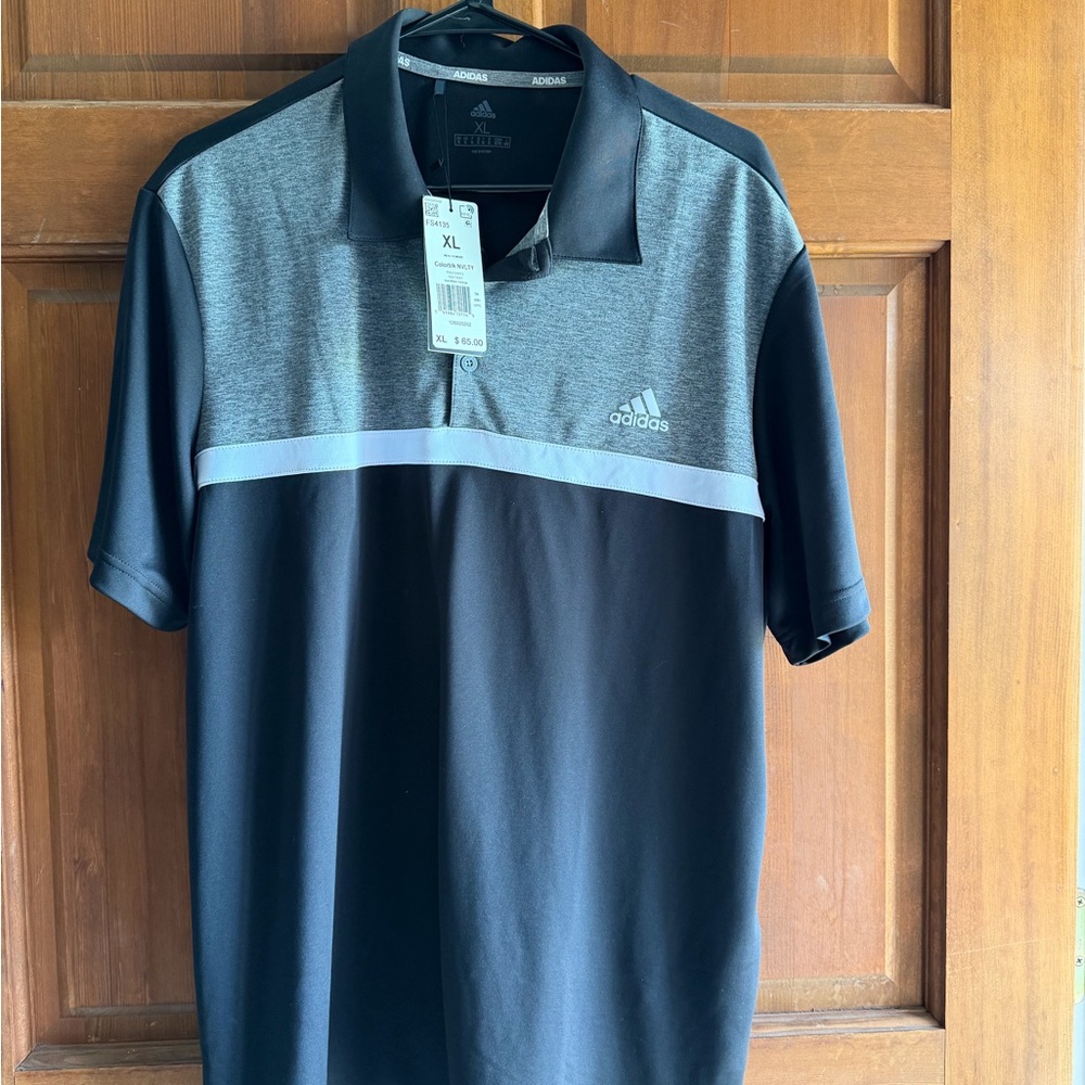 adidas Men’s Black & Gray Colorblock Golf Polo